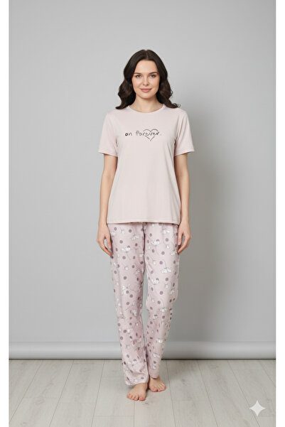 Over Sleep by Poleren Set de pijamale pentru femei cu mâneci scurte din țesătură Marla