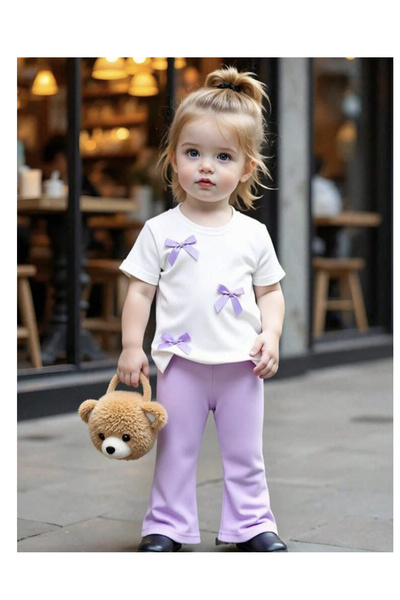 My Kids Wear Kız Çocuk Fiyonk Detaylı Alt Üst Takım