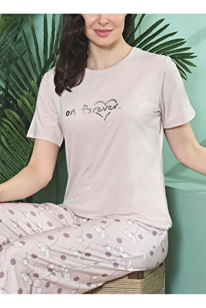 Over Sleep by Poleren Set de pijamale pentru femei cu mâneci scurte din țesătură Marla