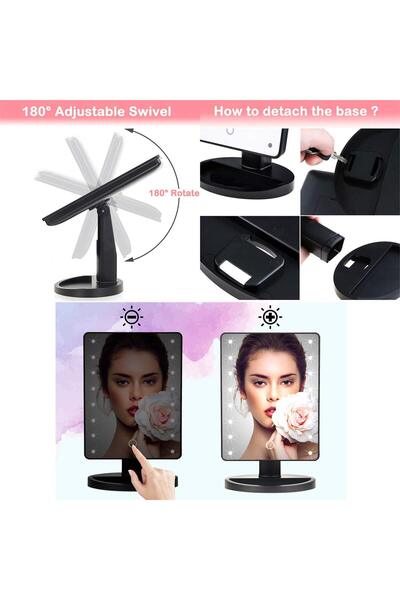 Primo Plus LED Light Portable Makeup Mirror Black