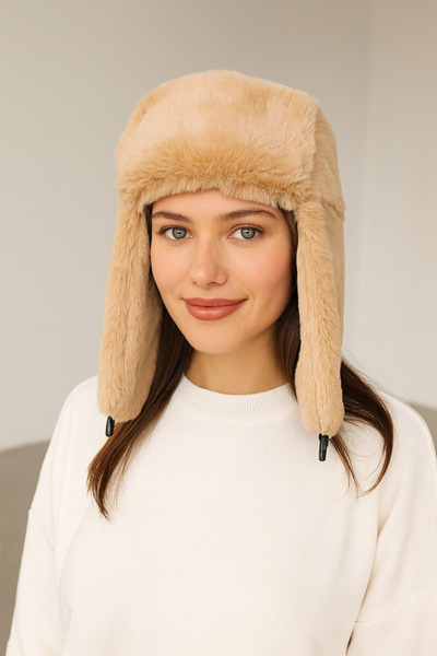 Neşeli Butik șapcă de zăpadă din blană artificială pentru femei cu căști NBAK...