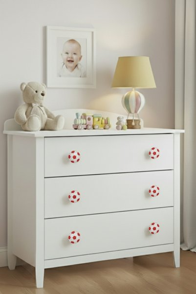 MegaVitrin Football Ball Children's Room Furniture Handle - Polyester - Single Screw Cabinet and Drawer Handle