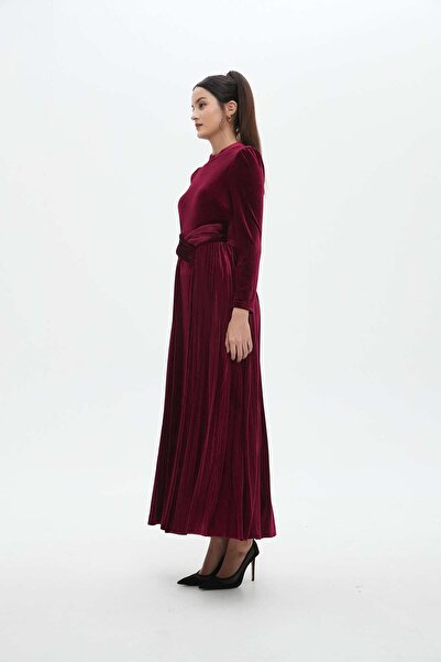 Nichii Women's Long Sleeve Ruffled Hem Maxi Dress with Waist Detail