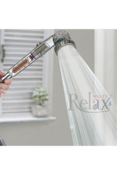 relax shower Relax Multy Üç Fonksiyonlu Ayarlı On-off Düğmeli Filtreli Mineralli Tasarruflu Basınçlı Duş Başlığı