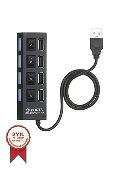 Torima Bilgisayar Adaptörü 2.0 Usb 4 Portlu YD76 Siyah