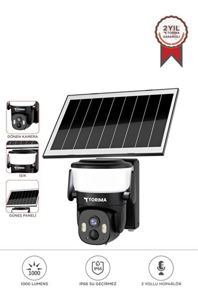 Torima Güvenlik Kamerası Şarjlı Duvar Lambası Görünümlü Akıllı Ip Güneş Enerjili Dış Mekan Kamerası CMR30 S