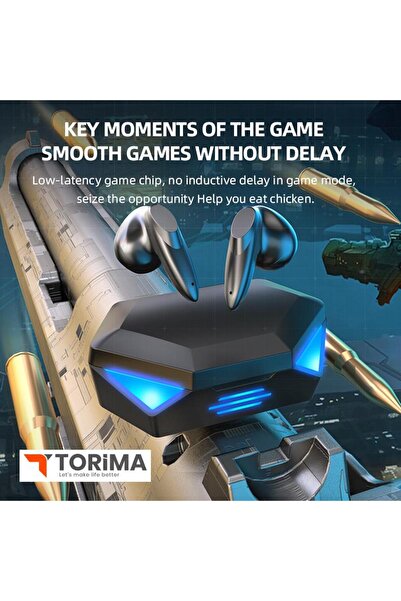 Torima Oyuncu Kulaklığı Kablosuz Kulakiçi Rgb Işıklı Çift Mikrofonlu 3 Modlu Bluetooth 5.2 Tg-g20 Sarı