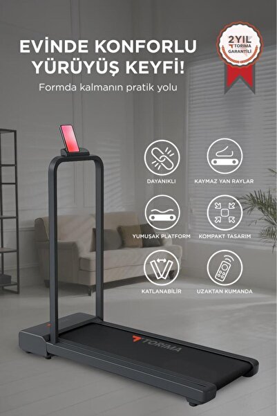 Torima Koşu Bandı Ayarlanabilir Bluetoothlu Uzaktan Kumandalı Katlanabilir Yürüme Bandı VEP1002 Siyah