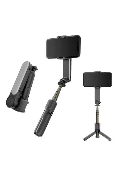 Torima L09 Profesyonel Işıklı Gimbal Öz Çekim Telefon Sabitleyici Video Çekimi Siyah