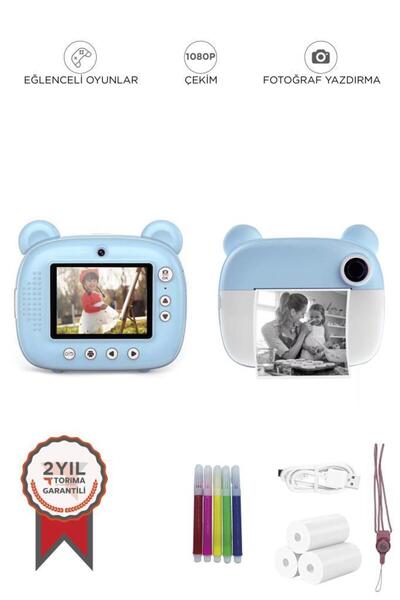 Torima Dijital Fotoğraf Makineleri Çocuk Termal Resim Kağıt Baskılı Yazıcı Kamera Video Makinesi CMR14 Mavi