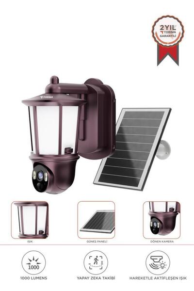 Torima Güvenlik Kamerası Şarjlı Duvar Lambası Görünümlü Akıllı Ip Güneş Enerjili Gizli Dış Mekan Kamerası C