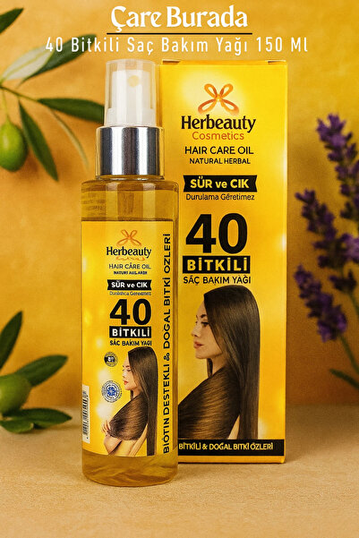 Herbeauty - 40 Bitkili Saç Bakım Yağı 150 Ml (Durulama Gerektirmez)