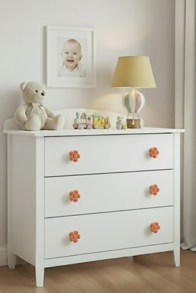 MegaVitrin Yavruağzı Papatya Children's Room Furniture Handle - Single Screw - Polyester Cabinet and Drawer Handle