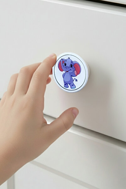 MegaVitrin Elephant Kids Room Furniture Handle - 55 mm - Abs Plastic Single Button Cabinet and Drawer Handle