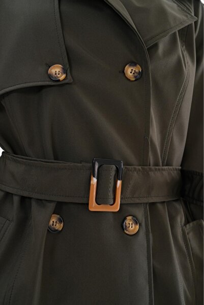 Makarina Kadın Kemerli Uzun Trençkot