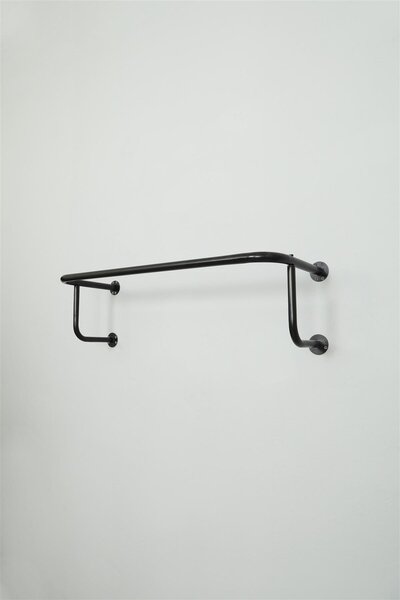 Modern Raf Destekli Yuvarlak Borudan U Askı 90 cm Siyah