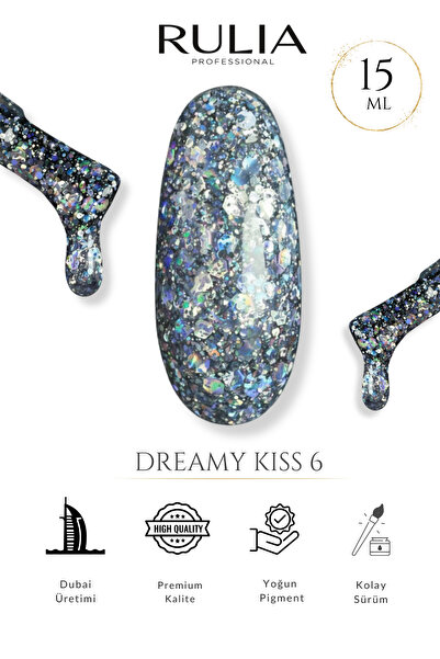 Rulia Professional Rulia Dreamy Kiss 6 Şeffaf Simli Kalıcı Oje 15 ml - Made i...