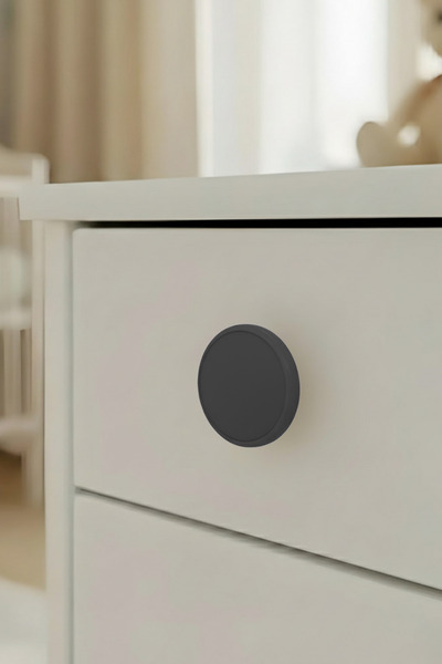 MegaVitrin Siyah Çocuk Odası Mobilya Kulbu - 55 mm - ABS Plastik Tekli Düğme ...