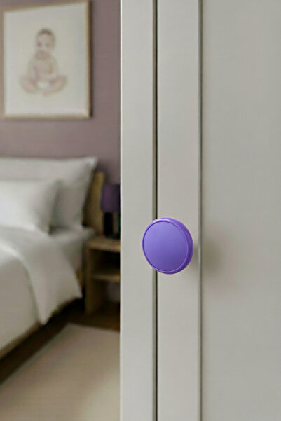MegaVitrin Purple Children's Room Furniture Handle - 55 mm - Abs Plastic Single Button Cabinet and Drawer Handle