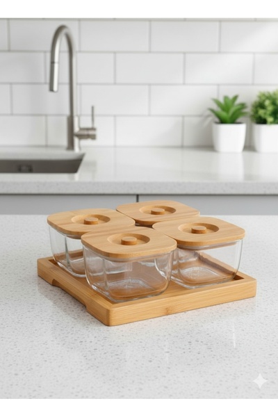 Bambum Krosna - 9 Piece Glass Breakfast Set with Lid