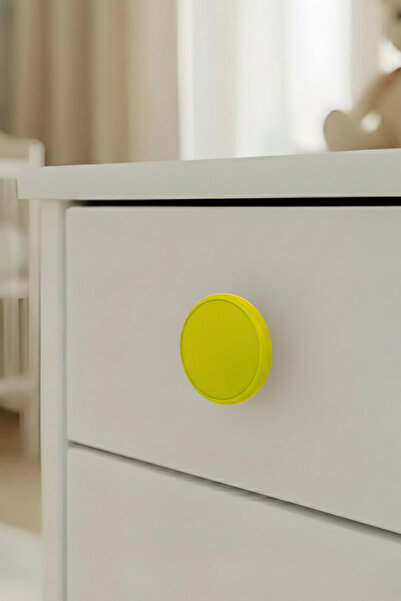 MegaVitrin Yellow Children's Room Furniture Handle - 55 mm - Abs Plastic Single Button Cabinet and Drawer Handle