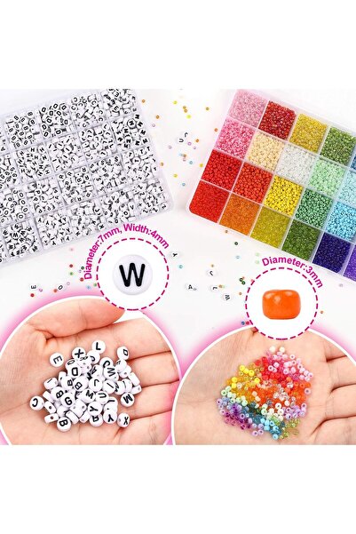 Yelajoy 3300 PCS Letter Beads and Pony Beads for Jewelry Making,24-Grid Seed Beads Kit,for DIY Art Crafts