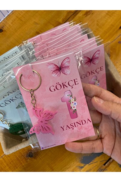 ip teknoloji3d Özel Gün Anahtarlık /kelebek /doğum Günü Hatırası/ Nişan Söz Nikah Hatırası 25 Adet