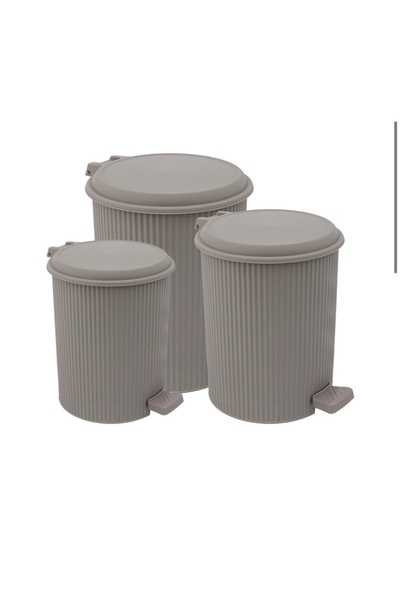 Elif Plastic سلة مهملات بلاستيكية بدواسة طراز ELF-N320 نوستالجي بثلاثة أحجام