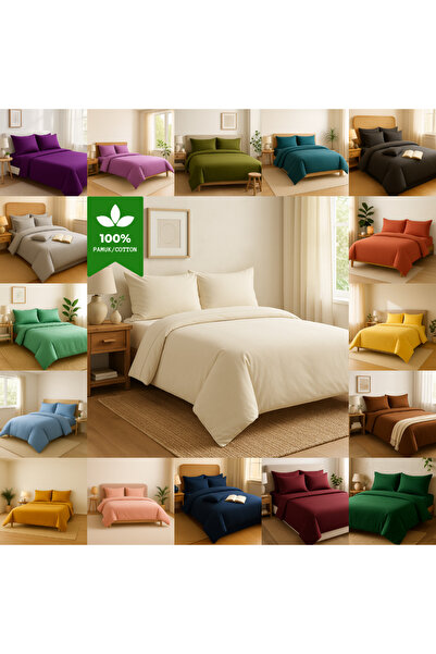 Prime Sleeks Set lenjerie de pat Harmony dublu 100% bumbac 200x220 cm, set cu cearșafuri elastice, crem