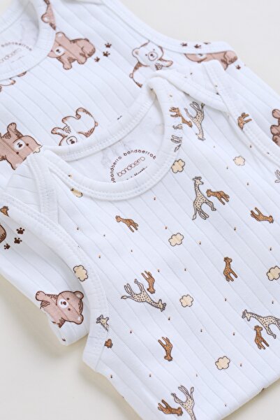 Bondberro 2'li Takım Kaşkorse Zarf yaka Sıfır kol Yenidoğan ve Bebek Zıbın