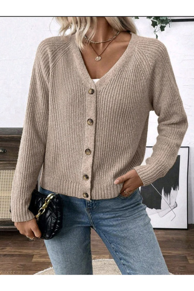 Serenay Atelier V-Neck Buttoned Long Sleeve Women's Knitwear Cardigan