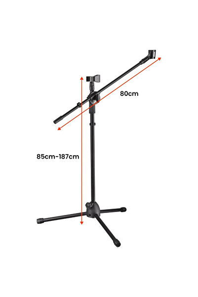 Larkin MS100 Üst Kalite Demir Mikrofon Standı Sehpası Ayaklığı (Taşıma Çantası ve Tutacak Hediye)