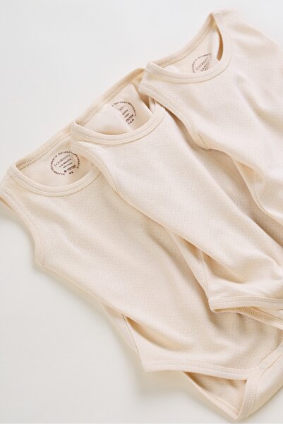 Bondberro Set of 3 Unisex 100% Cotton Zero Sleeve Newborn and Baby Bodysuits