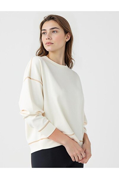 Jimmy Key Екрю Велосипедний комір Довгі рукави Модальний світшот