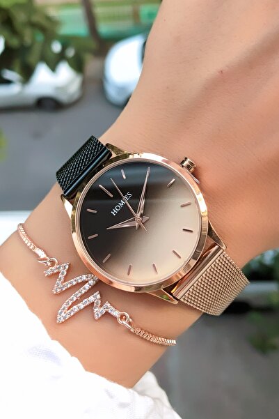 Homies Marka Çelik Kordon Iki Renk Kol Saati Bileklik Hediyeli