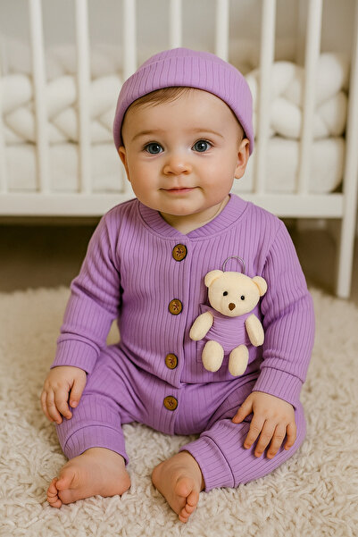 MBK GARDEN Peluş Ayıcıklı 2’li Bebek Tulum Ve Şapka Seti – Bayrama Özel Yumuş...