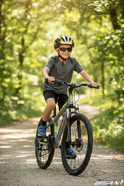 Bisan BİSAN COOPER ÇOCUK BİSİKLETİ 30 CM HD 24 JANT 21 VİTES AÇIK GRİ SİYAH SARI