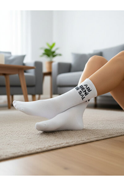 Genel Markalar Abi Beni Bi Sal Yazılı Desenli Renkli Spor Çorap