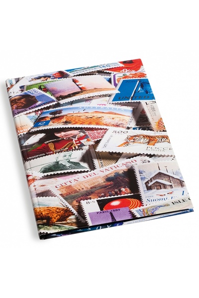 Leuchtturm Pul Defteri Hobby Stamp S, A4 , 16 Sayfa, Siyah Zemin, Pul Motifli Kapak