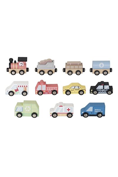 indiggo Woodentoycars Wooden Car Set, Includes Storage Shelf, City Car Mat