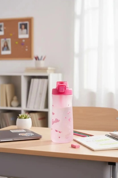 Miniso Barbie Pipetli Kapaklı Plastik Şişe - Pembe