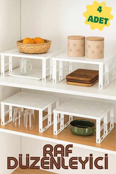 Roza's Home 4 Adet Dolap Içi Düzenleyici Raf, Bardak Rafı, Düzenleme Rafı Org-01