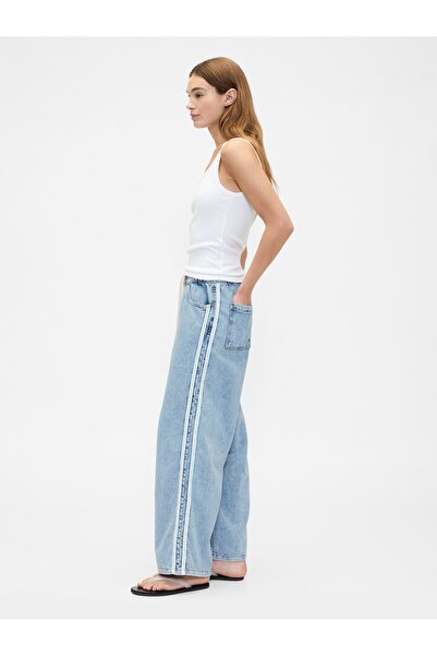 GAP Kadın Mavi Geniş Paça Denim Pantolon