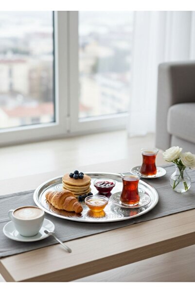 Jet's Home 32.5 cm Steel Tray – Stainless, Floor Table and Tea Coffee Presentation No:35