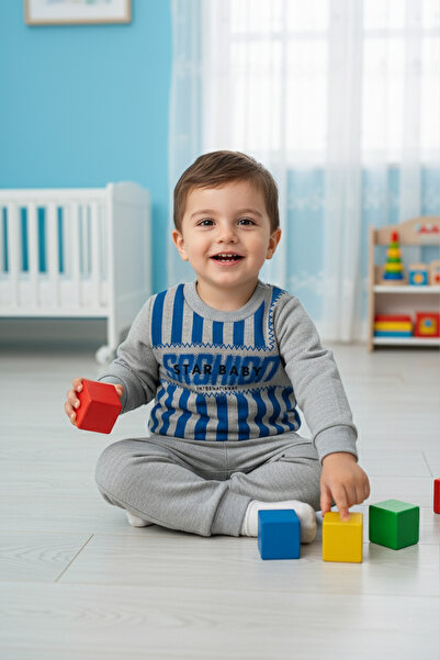 Pırlanta baby Çizgili Desenli Bebek Eşofman Takımı