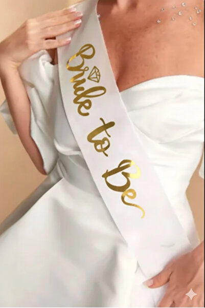 Deniz Party Store Beyaz'a Gold Yaldızı Bride To Be Kuşak Bekarlığa Veda Kuşağı