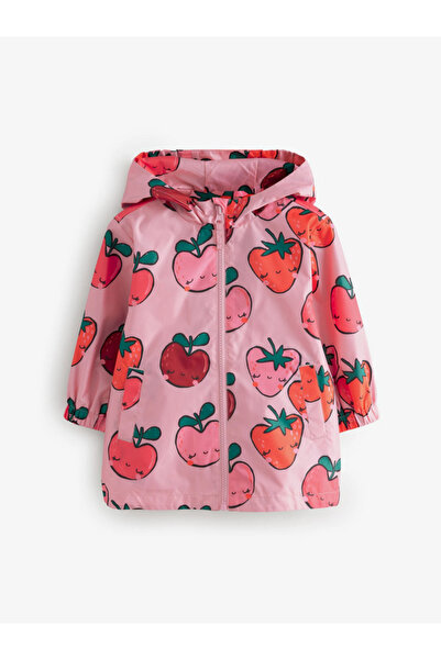Next Baby Çilek/Elma Desenli Pembe Su geçirmez Yağmurluk