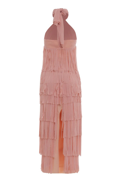 Keikei Desenli sifon kolsuz uzun elbise