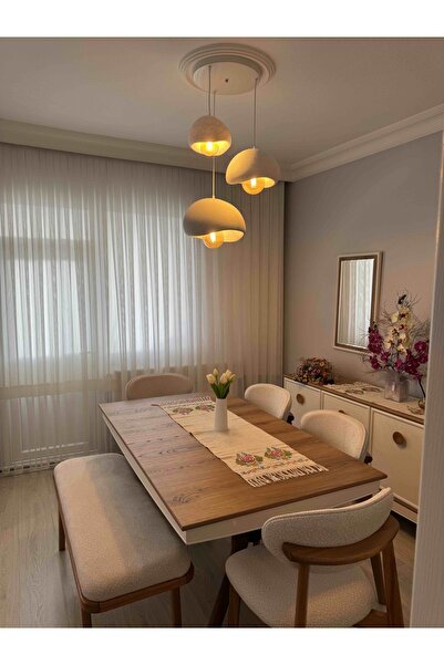 NESTVİBE 3 Lü Sarkıt Avize Rustik 20-30-40 cm Modern Bohem Beton Görünüm (Rustik Ampul Hediyeli)