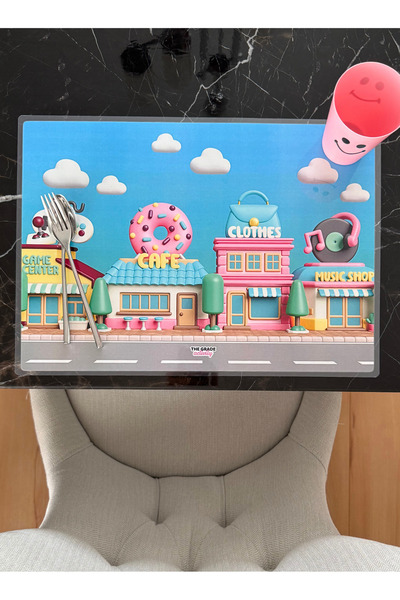 The Grade American Service 2-Piece Children's Village (3D) Children's American Service Tableware Dinner Mat